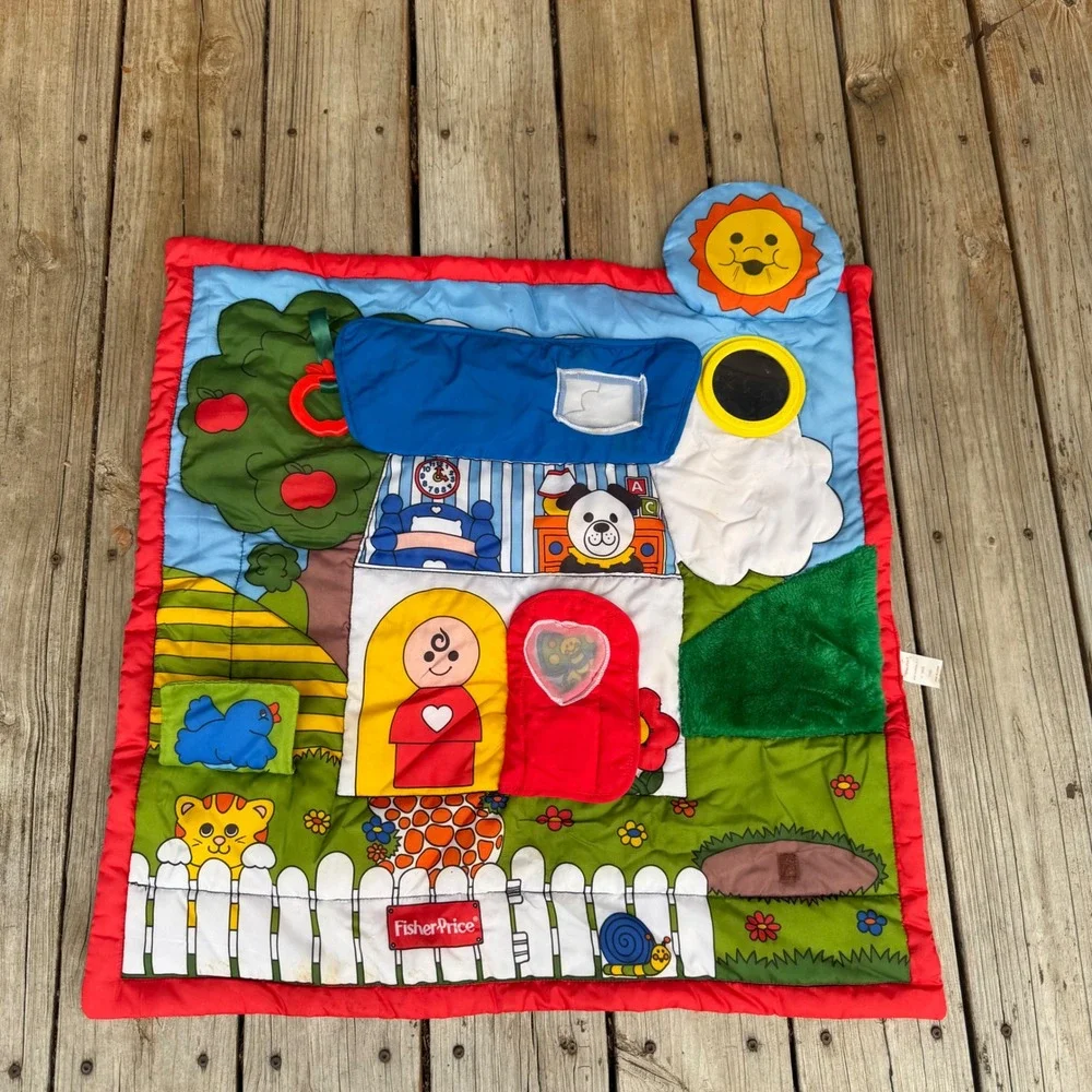 Fisher-Price Activity Play Mat Baby Multicolor Vintage 1990 Sensory House Toy